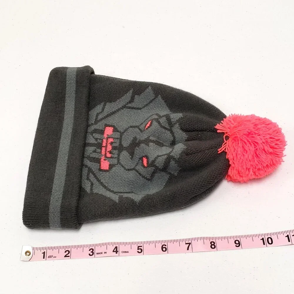 Nike LeBron James King Lion Beanie Toboggan Pom Pom Gray Pink Youth Size